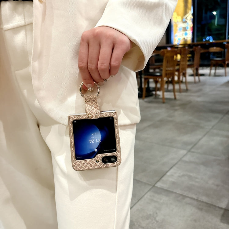 For Samsung Galaxy Z Flip5 5G Sparkling Diamond Rhombus PC Phone Case with Ring