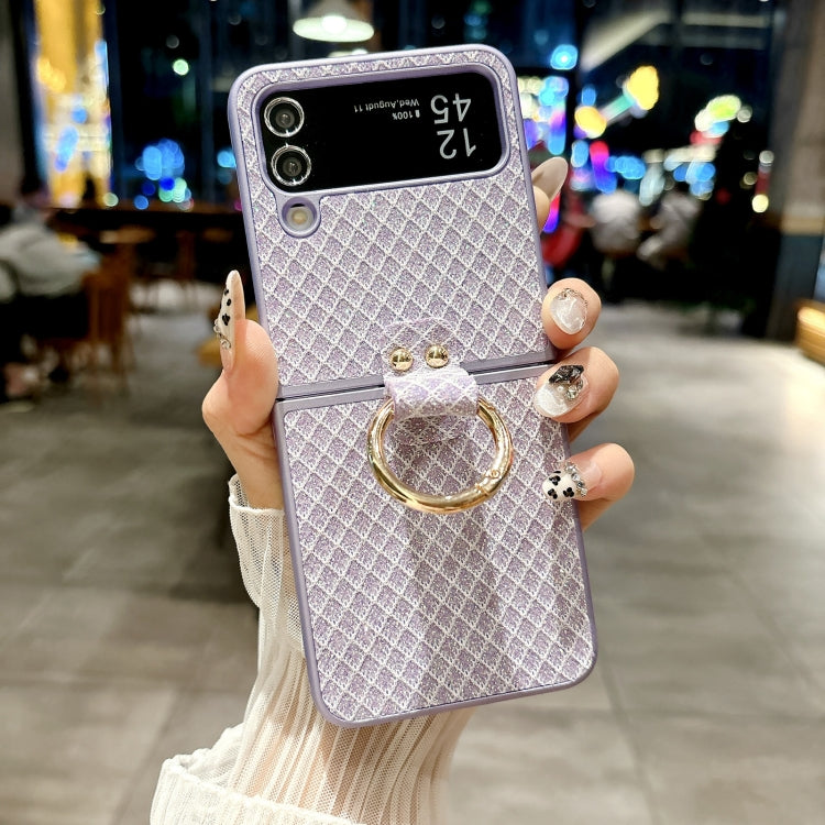 For Samsung Galaxy Z Flip4 5G Sparkling Diamond Rhombus PC Phone Case with Ring