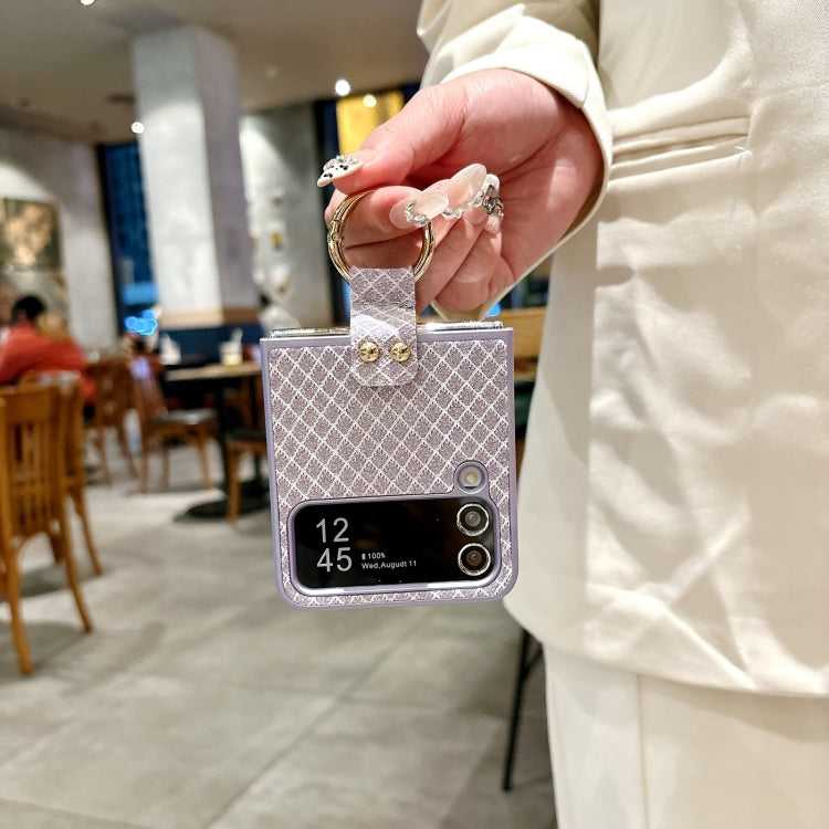 For Samsung Galaxy Z Flip4 5G Sparkling Diamond Rhombus PC Phone Case with Ring