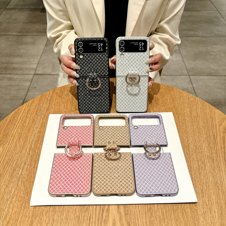 For Samsung Galaxy Z Flip4 5G Sparkling Diamond Rhombus PC Phone Case with Ring