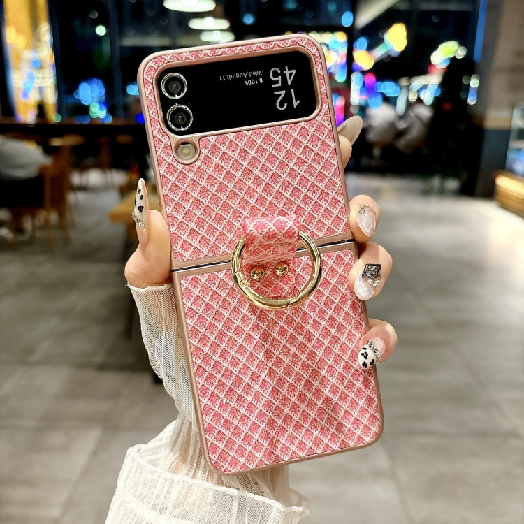 For Samsung Galaxy Z Flip4 5G Sparkling Diamond Rhombus PC Phone Case with Ring