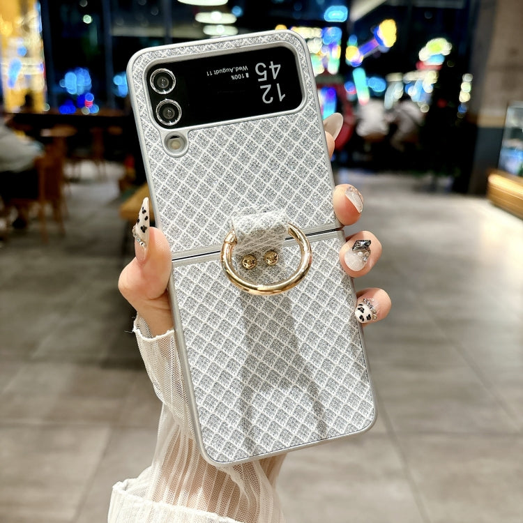 For Samsung Galaxy Z Flip4 5G Sparkling Diamond Rhombus PC Phone Case with Ring