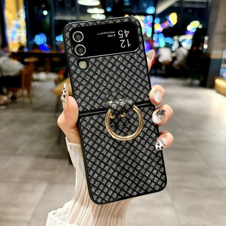 For Samsung Galaxy Z Flip4 5G Sparkling Diamond Rhombus PC Phone Case with Ring