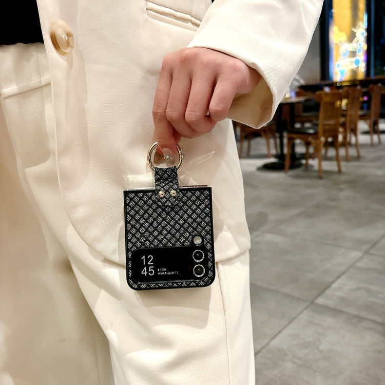 For Samsung Galaxy Z Flip4 5G Sparkling Diamond Rhombus PC Phone Case with Ring