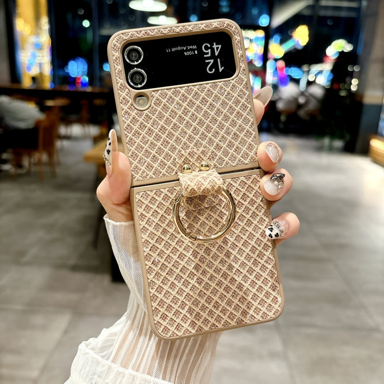 For Samsung Galaxy Z Flip4 5G Sparkling Diamond Rhombus PC Phone Case with Ring