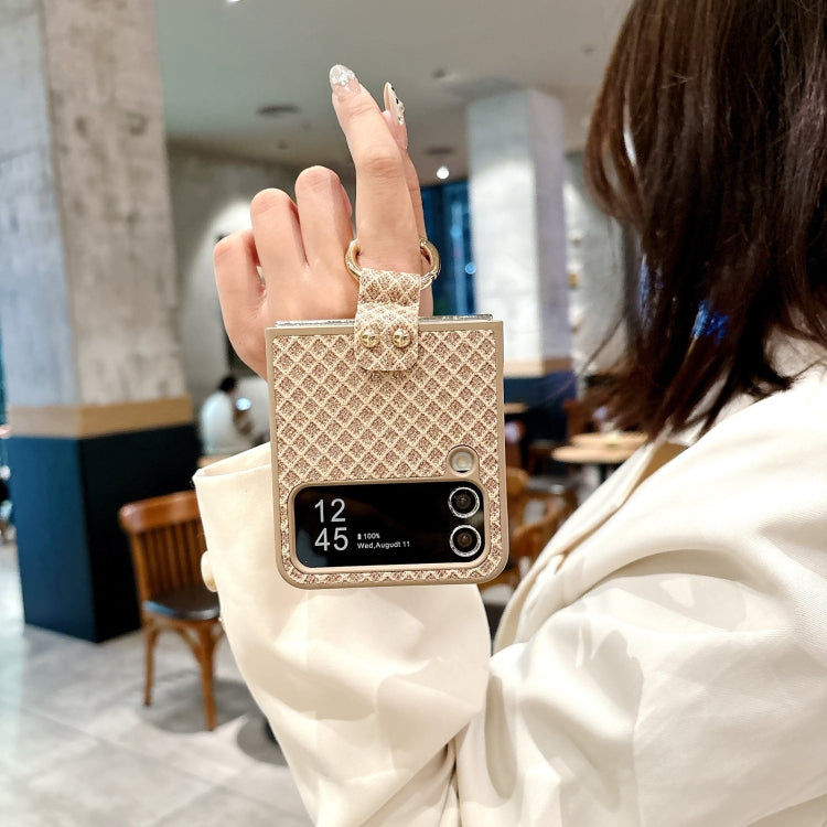 For Samsung Galaxy Z Flip4 5G Sparkling Diamond Rhombus PC Phone Case with Ring