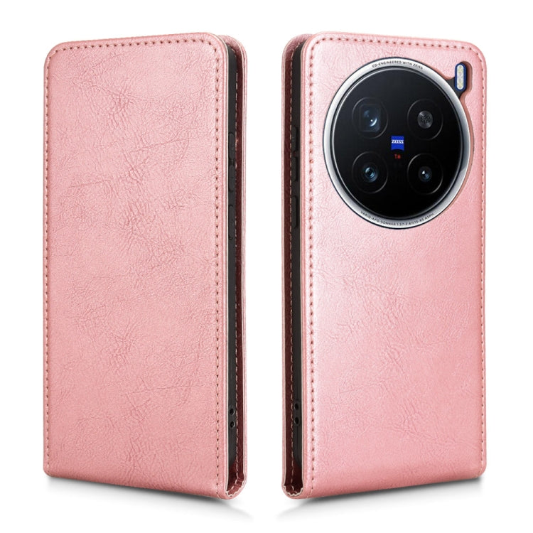 For vivo X200 Pro 5G Magnetic Vertical Flip Leather Phone Case
