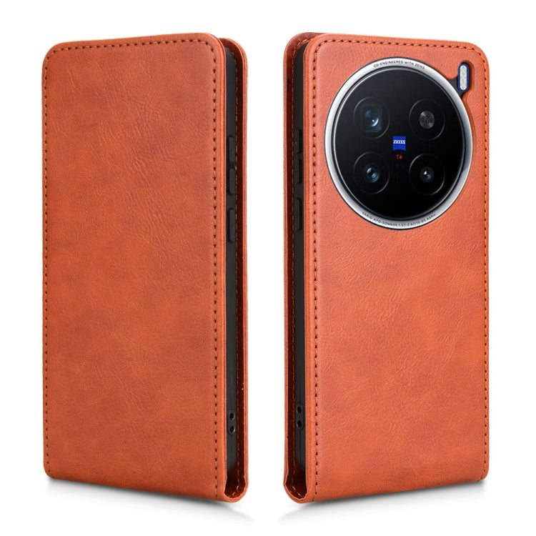 For vivo X200 Pro 5G Magnetic Vertical Flip Leather Phone Case