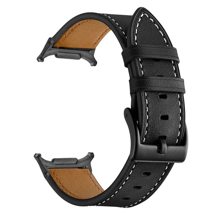 For Samsung Galaxy Watch Ultra 47mm / Ultra 2025 Black Buckle Genuine Leather Watch Band