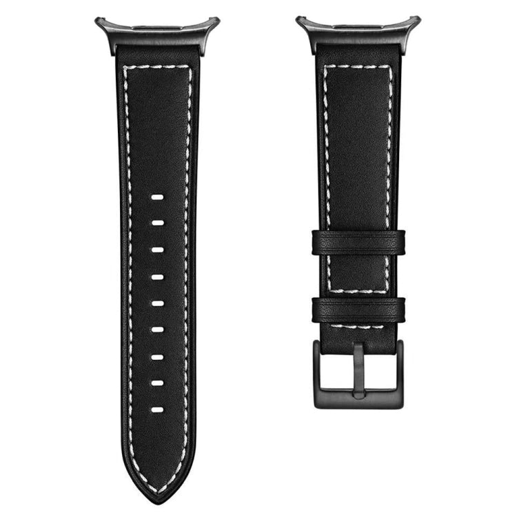 For Samsung Galaxy Watch Ultra 47mm / Ultra 2025 Black Buckle Genuine Leather Watch Band