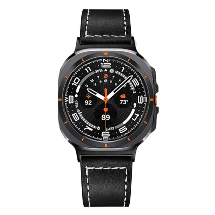 For Samsung Galaxy Watch Ultra 47mm / Ultra 2025 Black Buckle Genuine Leather Watch Band