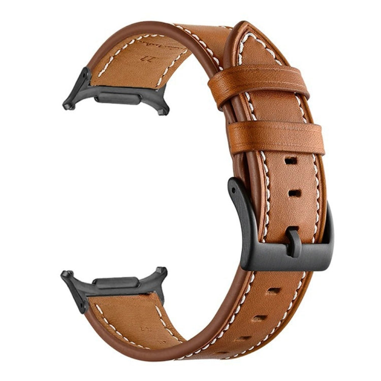 For Samsung Galaxy Watch Ultra 47mm / Ultra 2025 Black Buckle Genuine Leather Watch Band