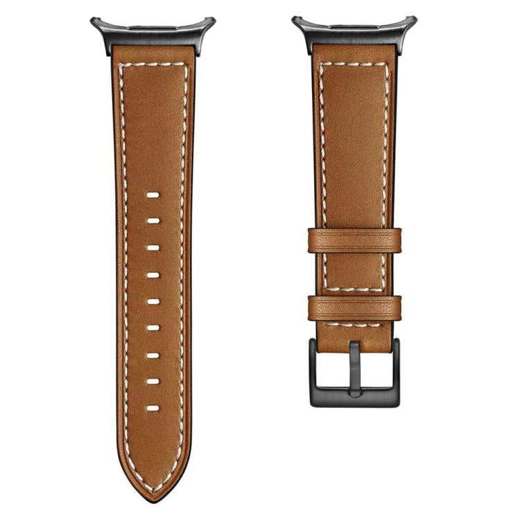 For Samsung Galaxy Watch Ultra 47mm / Ultra 2025 Black Buckle Genuine Leather Watch Band