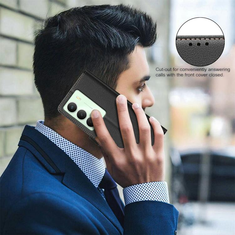 For Realme 14x 5G Litchi Texture RFID Anti-theft Leather Phone Case