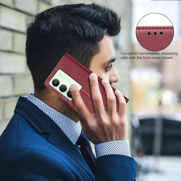For Realme 14x 5G Litchi Texture RFID Anti-theft Leather Phone Case
