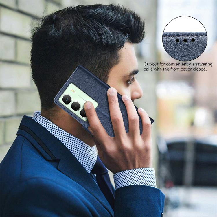 For Realme 14x 5G Litchi Texture RFID Anti-theft Leather Phone Case