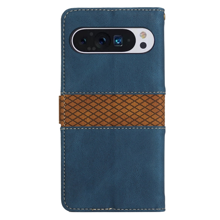 For Google Pixel 9 Pro XL Grid Stitching Leather Phone Case with Lanyard