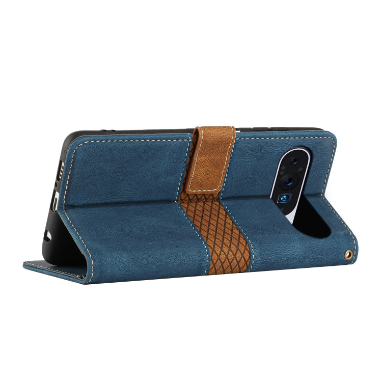 For Google Pixel 9 Pro XL Grid Stitching Leather Phone Case with Lanyard