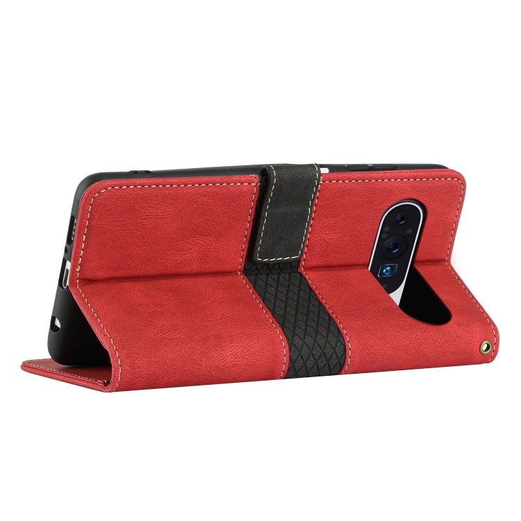 For Google Pixel 9 Pro XL Grid Stitching Leather Phone Case with Lanyard