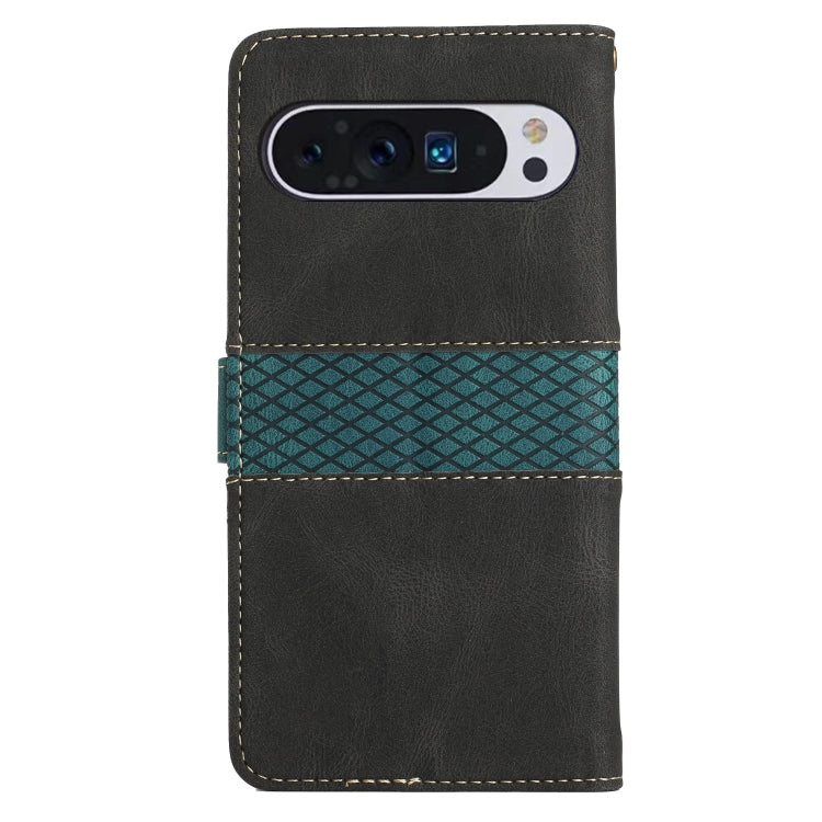 For Google Pixel 9 Pro XL Grid Stitching Leather Phone Case with Lanyard