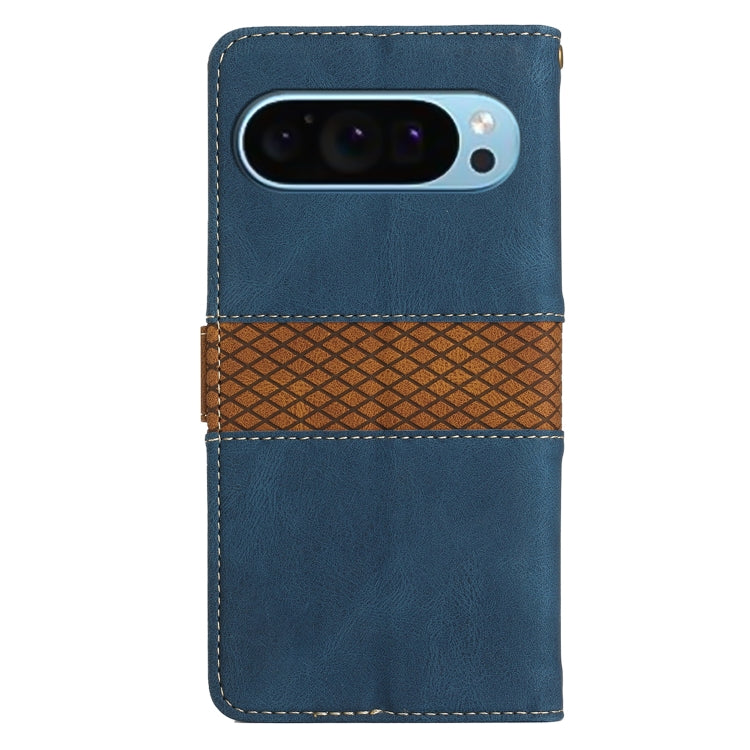 For Google Pixel 9 / 9 Pro Grid Stitching Leather Phone Case with Lanyard