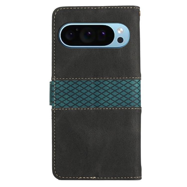 For Google Pixel 9 / 9 Pro Grid Stitching Leather Phone Case with Lanyard