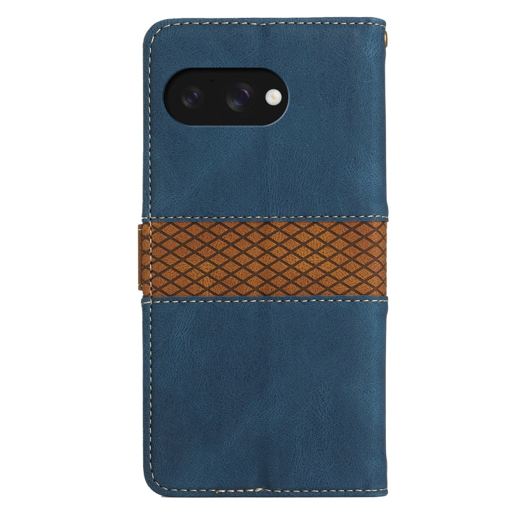 For Google Pixel 9a Grid Stitching Leather Phone Case with Lanyard