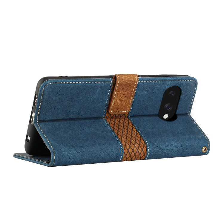 For Google Pixel 9a Grid Stitching Leather Phone Case with Lanyard