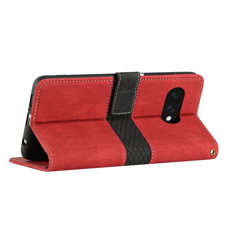 For Google Pixel 9a Grid Stitching Leather Phone Case with Lanyard