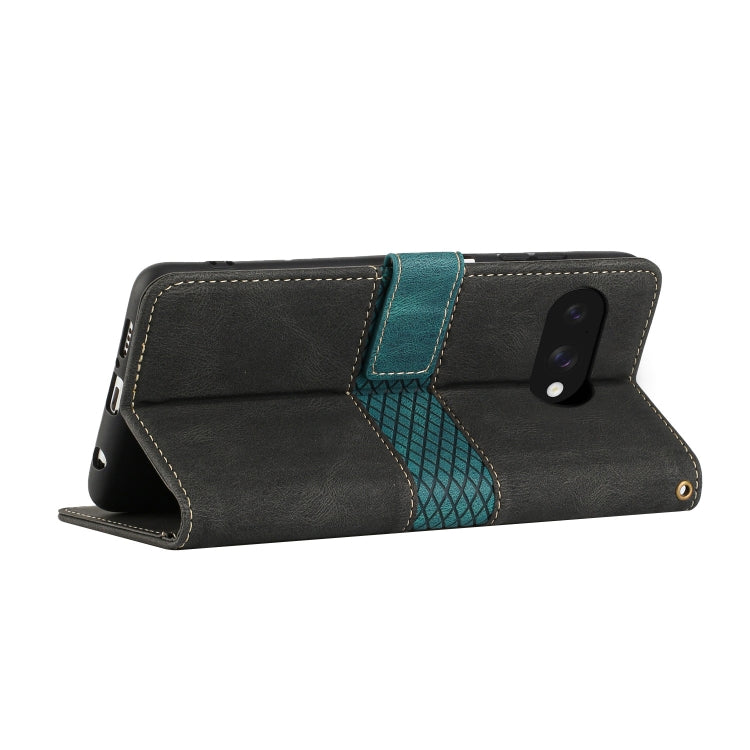 For Google Pixel 9a Grid Stitching Leather Phone Case with Lanyard