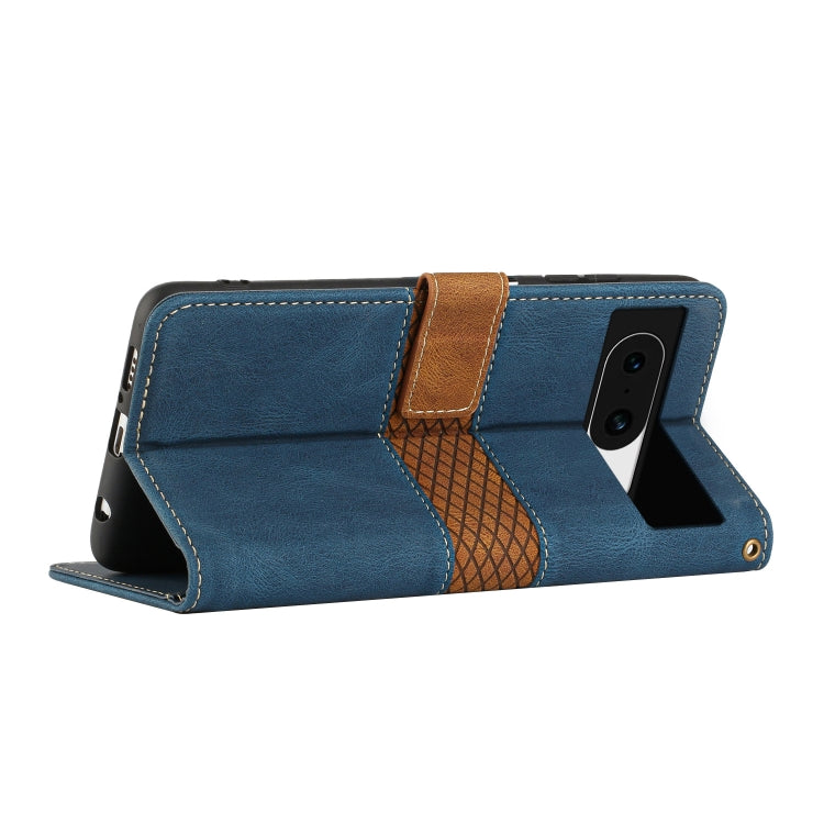 For Google Pixel 8a Grid Stitching Leather Phone Case with Lanyard