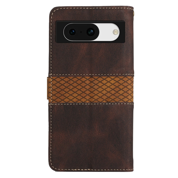 For Google Pixel 8a Grid Stitching Leather Phone Case with Lanyard