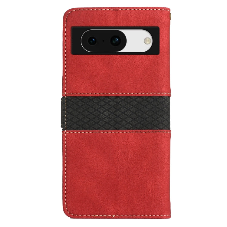 For Google Pixel 8a Grid Stitching Leather Phone Case with Lanyard