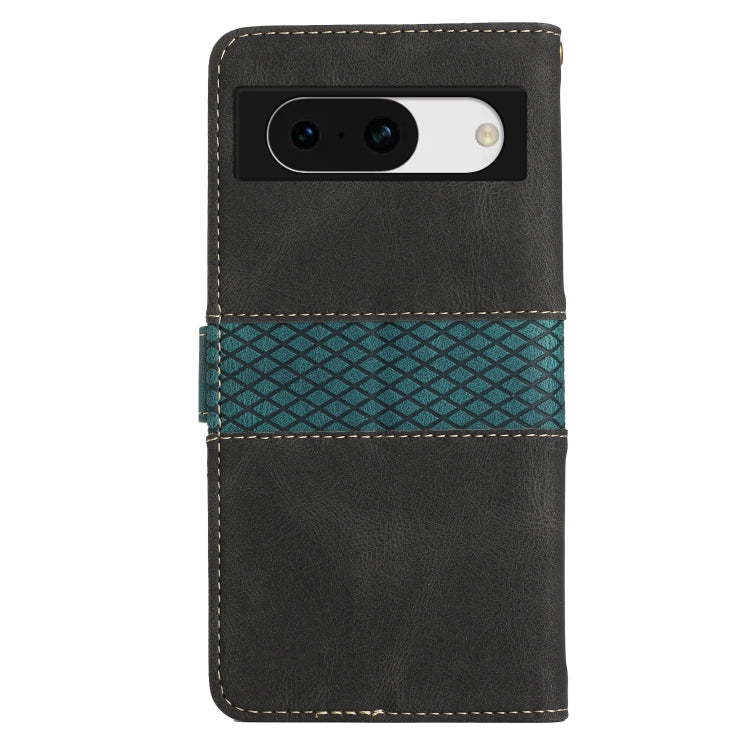 For Google Pixel 8a Grid Stitching Leather Phone Case with Lanyard