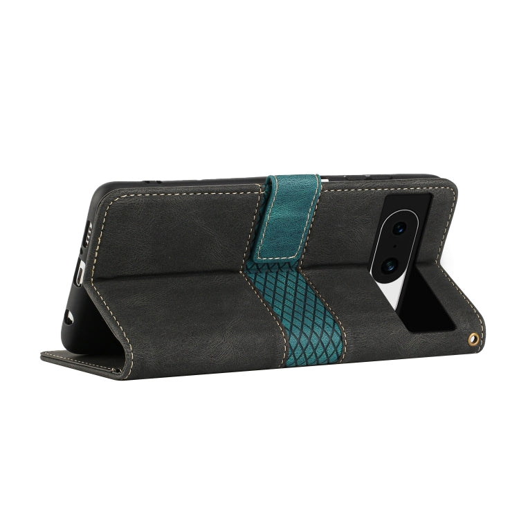 For Google Pixel 8a Grid Stitching Leather Phone Case with Lanyard