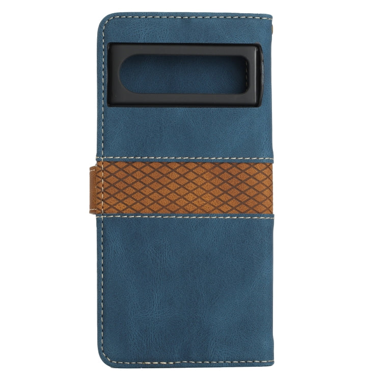 For Google Pixel 8 Pro Grid Stitching Leather Phone Case with Lanyard