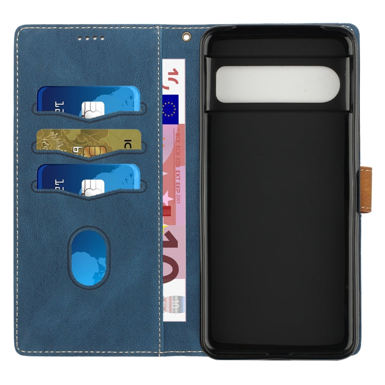 For Google Pixel 8 Pro Grid Stitching Leather Phone Case with Lanyard