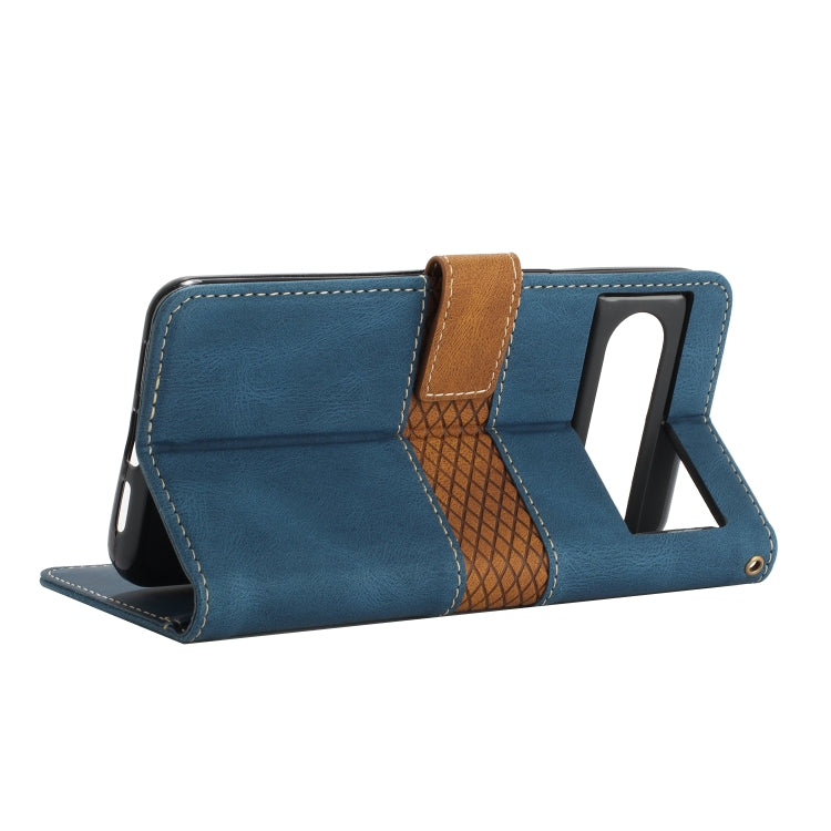 For Google Pixel 8 Pro Grid Stitching Leather Phone Case with Lanyard