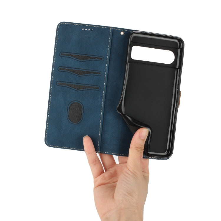 For Google Pixel 8 Pro Grid Stitching Leather Phone Case with Lanyard
