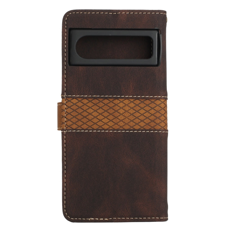 For Google Pixel 8 Pro Grid Stitching Leather Phone Case with Lanyard
