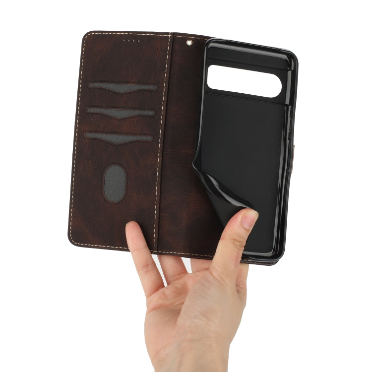 For Google Pixel 8 Pro Grid Stitching Leather Phone Case with Lanyard