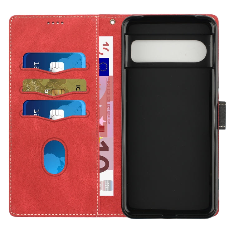 For Google Pixel 8 Pro Grid Stitching Leather Phone Case with Lanyard