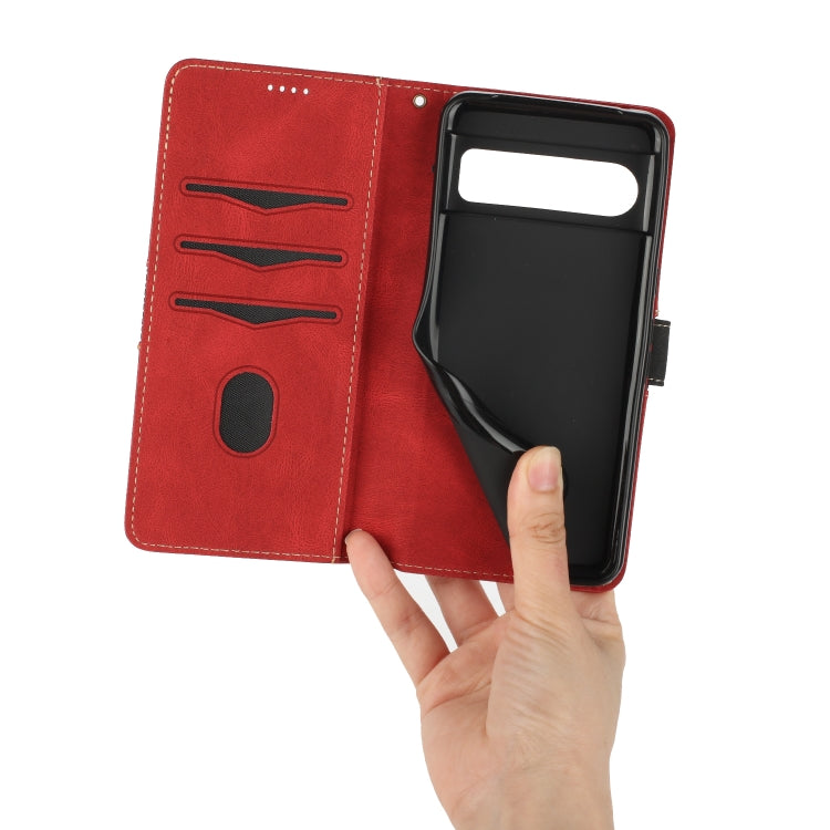 For Google Pixel 8 Pro Grid Stitching Leather Phone Case with Lanyard