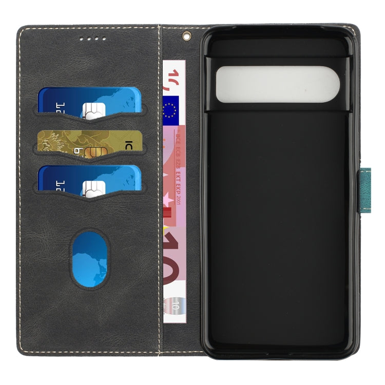 For Google Pixel 8 Pro Grid Stitching Leather Phone Case with Lanyard