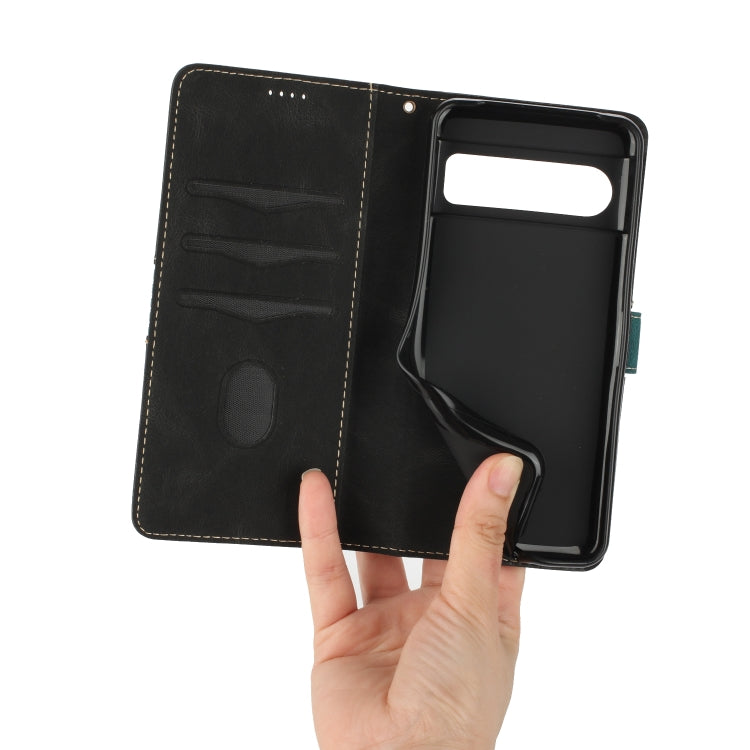 For Google Pixel 8 Pro Grid Stitching Leather Phone Case with Lanyard