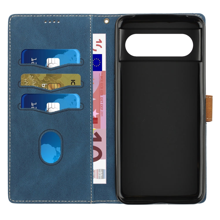 For Google Pixel 8 Grid Stitching Leather Phone Case with Lanyard