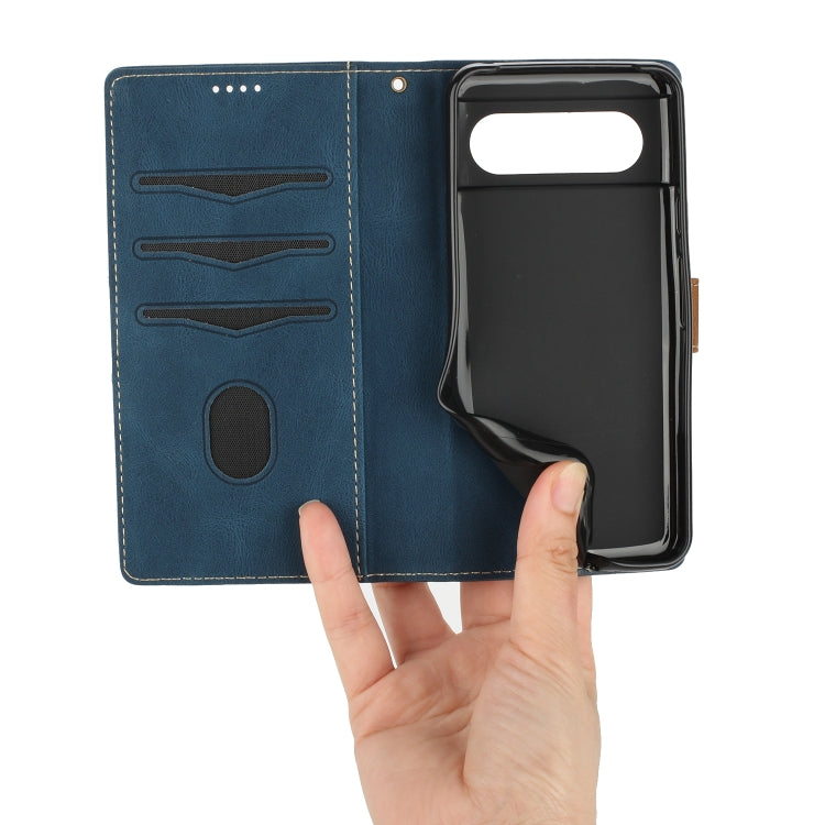 For Google Pixel 8 Grid Stitching Leather Phone Case with Lanyard