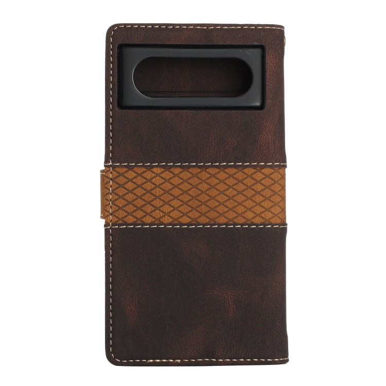 For Google Pixel 8 Grid Stitching Leather Phone Case with Lanyard