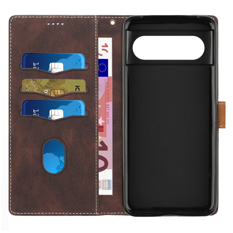 For Google Pixel 8 Grid Stitching Leather Phone Case with Lanyard