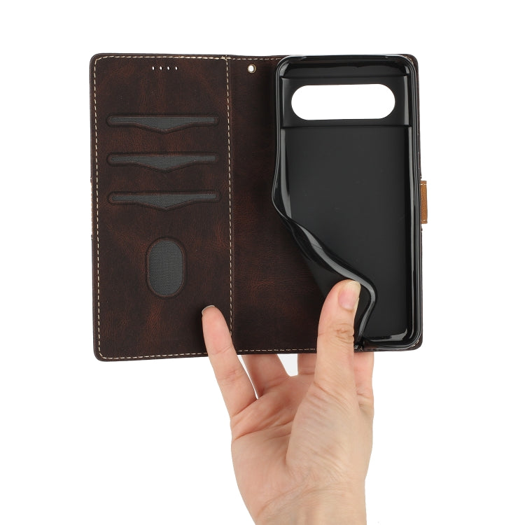For Google Pixel 8 Grid Stitching Leather Phone Case with Lanyard